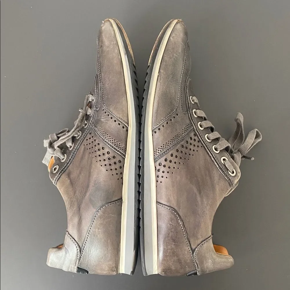 Magnanni Cristian Sneakers Distressed Gray Color Leather Lace-Up 9.5 Sleek